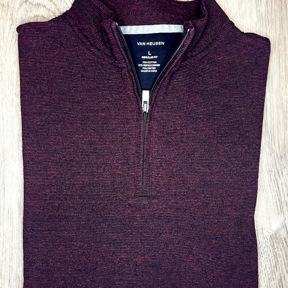 Van Heusen Men's Regular-Fit Textured Quarter-Zip Pullover Sweater Large